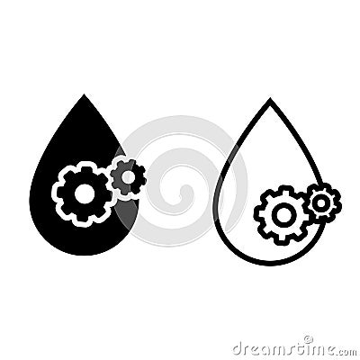 Lubricant vector icon set. Oil illustration sign collection. drop and gears symbol. Vector Illustration