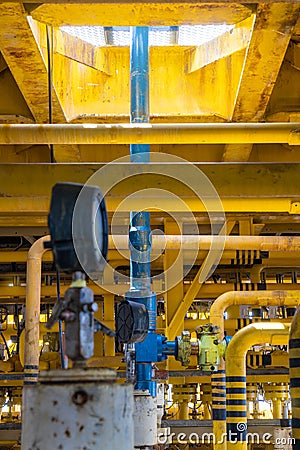 Lubricator pipe and blow out preventive connected at production x-mas tree for drift run and clear obstruction in production Stock Photo