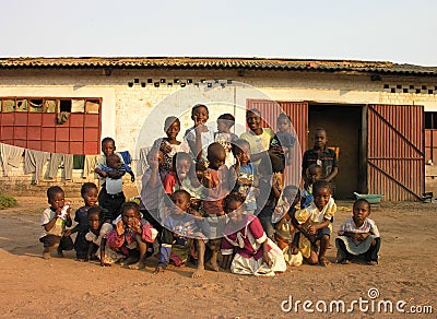 Lubumbashi, Democratic Republic of Congo: Group of children posing for the camera Editorial Stock Photo