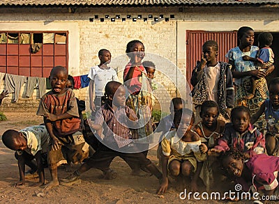 Lubumbashi, Democratic Republic of Congo: Group of children posing for the camera Editorial Stock Photo