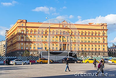 Lubyanka Square by FSB and KGB headquarters in the historical ce Editorial Stock Photo