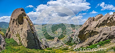 Lucan Dolomites with beautiful mountain village of Castelmezzano, Italy Stock Photo