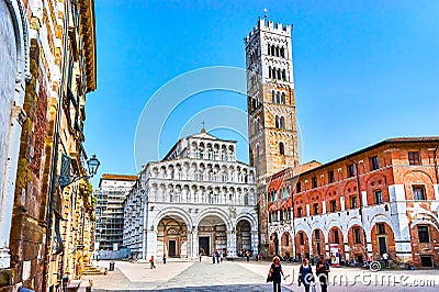 The beautiful Lucca Cathedral, Italy Editorial Stock Photo