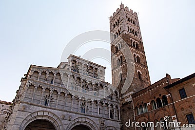 Romanesque Facade and bell tower of St. Martin Cathedral Editorial Stock Photo