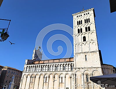 Lucca, Italy. The church of San Michele in Foro, Chiesa di San Michele in Foro. Editorial Stock Photo