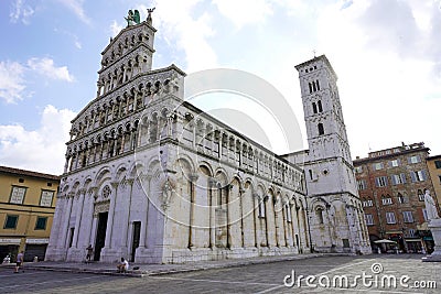 LUCCA, ITALY - JUNE 25, 2022: San Michele in Foro basilica church in Lucca, Tuscany, Italy Editorial Stock Photo