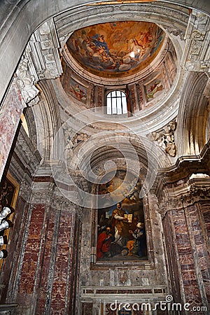 Lucca, Italy. September 17, 2023.The beautiful painted ceiling of the Basilica of Lucca Editorial Stock Photo