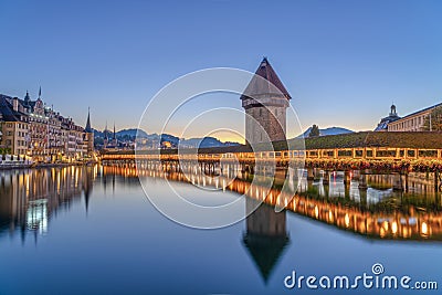 Lucerne, Switzerland Over the Reuss River Stock Photo