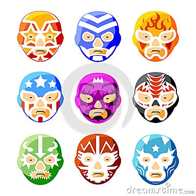 Lucha libre, luchador mexican wrestling masks Vector Illustration