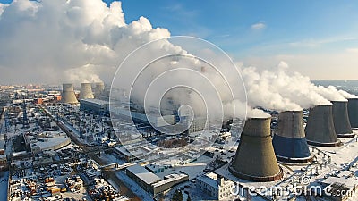 lucht Rook en stoom van industriële elektrische centrale Verontreiniging, verontreiniging, globaal het verwarmen concept stock video lucht Rook en stoom van industriële elektrische centrale Verontreiniging, verontreiniging, globaal het verwarmen concept stock video