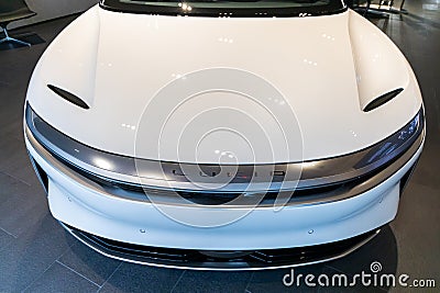 Lucid Motors Air Dream Edition luxury electric car sales display in Lucid studio showroom. Editorial Stock Photo