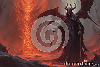 Lucifer and lost souls burning in the hell, fantasy, intricate, elegant, highly detailed Stock Photo