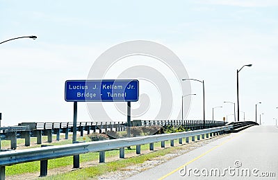 Lucius j kellam jr bridge tunnel sign Editorial Stock Photo