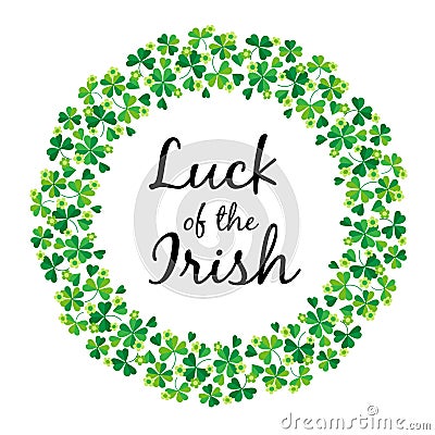 Luck of the Irish in shamrock circle frame Stock Photo