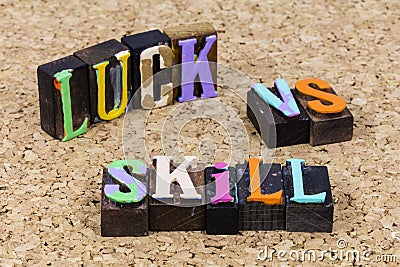 Luck skill risk reward win lose education knowledge Stock Photo