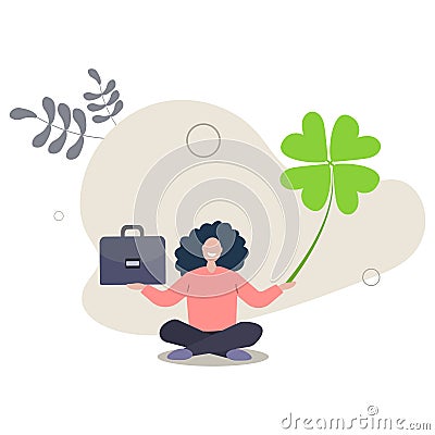 Luck for success, blessing for work opportunity, fortune or chance, good luck or happiness concept.flat vector illustration Stock Photo