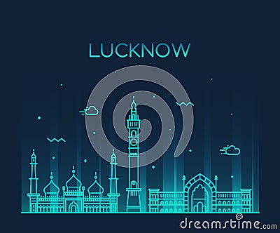 Lucknow skyline vector illustration linear style Vector Illustration