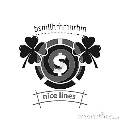 lucky casino chip with four leaf simple icon. casino chip isolated icon Vector Illustration