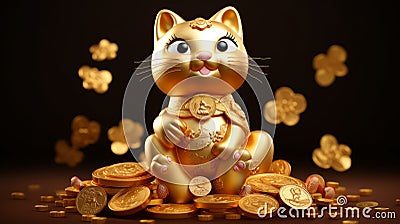 Lucky cat waving happiness wealthiness abundance prosperity Stock Photo