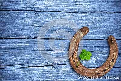 Lucky charms, wooden background Stock Photo