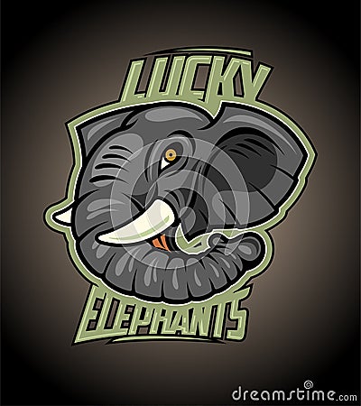 Lucky elephants logotype design concept, sport infographic team pictogram, t-shirt tee print Vector Illustration