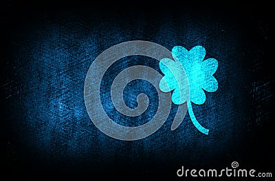 Lucky four leaf clover icon abstract blue background illustration digital texture design concept Cartoon Illustration