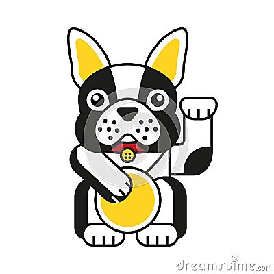 Lucky French bulldog icon Vector Illustration