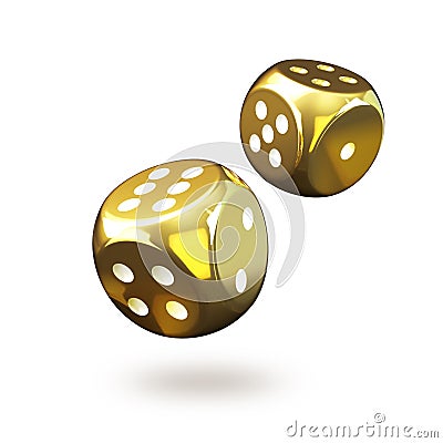 Lucky golden gambling dices Stock Photo