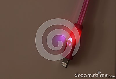 Lucky iphone led cable. Lightning USB Stock Photo