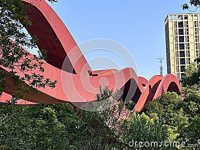 Lucky knot bridge (knot bridge or knot footbridge) in Meixi Lake District, Changsha city, Hunan. Pedestrian Bridge Stock Photo