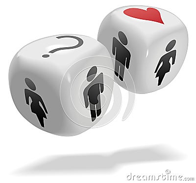 Lucky in Love People Chance Game Dice Cubes Vector Illustration