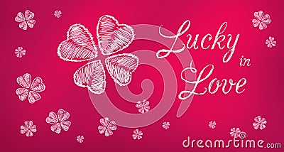 Lucky in Love purple greeting banner Stock Photo