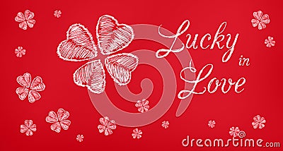 Lucky in Love red greeting banner Stock Photo