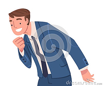 Lucky Man Celebrating Success and Victory Looking at Something with Excitement Vector Illustration Vector Illustration
