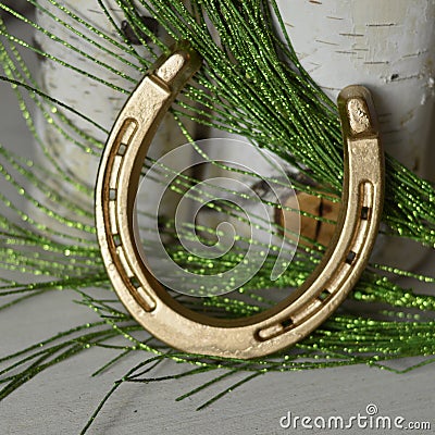 Lucky Metal Golden Horseshoe Stock Photo