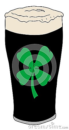 Lucky pint of beer Cartoon Illustration