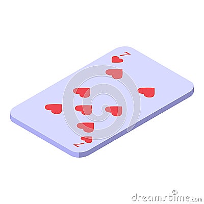 Lucky seven cards icon, isometric style Vector Illustration