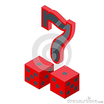Lucky seven dice icon, isometric style Vector Illustration