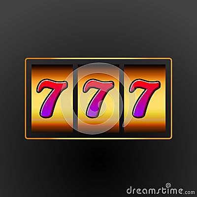 Lucky seven 777 slot machine. Casino vegas game. Gambling fortune chance. Win jackpot money Vector Illustration