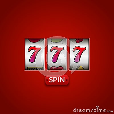 Lucky seven 777 slot machine. Casino vegas game. Gambling fortune chance. Win jackpot money Vector Illustration