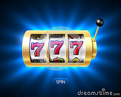 Lucky sevens jackpot on slot machine Vector Illustration