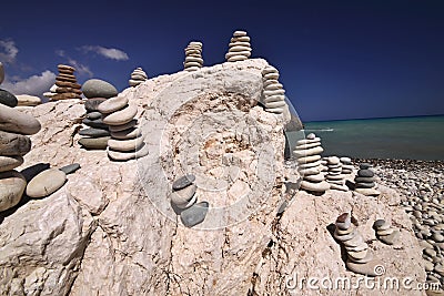 Lucky stones on the beach Aphrodite, Cyprus Stock Photo