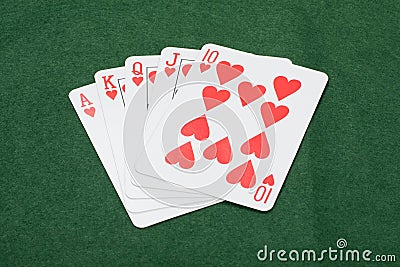 Lucky winning hand of poker cards Stock Photo