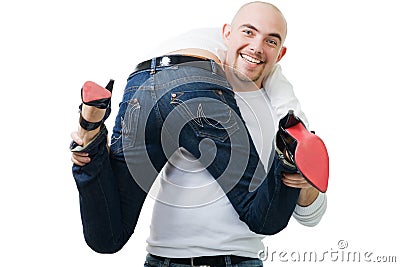 Lucky young man stole woman Stock Photo