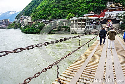 Luding Bridge on the Dadu River in China Editorial Stock Photo