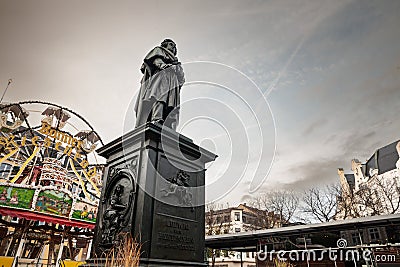 Ludwig van Beethoven statue on the Munsterplatz in Bonn. Designed in 1845 Editorial Stock Photo