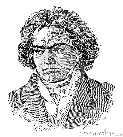 Ludwig van Beethoven, vintage illustration Vector Illustration