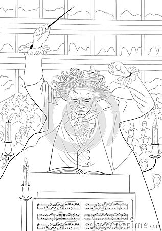 Ludwig van Beethoven, was a German composer and pianist Vector Illustration