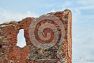 The ruins of an ancient castle in Latvia in the city of Ludza Stock Photo