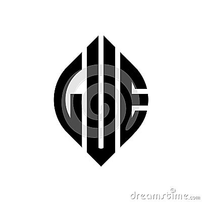 LUE circle letter logo design with circle and ellipse shape. LUE ellipse letters with typographic style. The three initials form a Vector Illustration